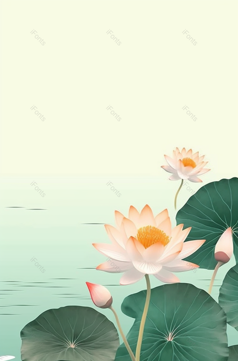 夏天荷花在池塘里绽放中国风工笔画海报背景插画,插画/手绘图,插画/手绘图库,插画/手绘图下载,插画/手绘